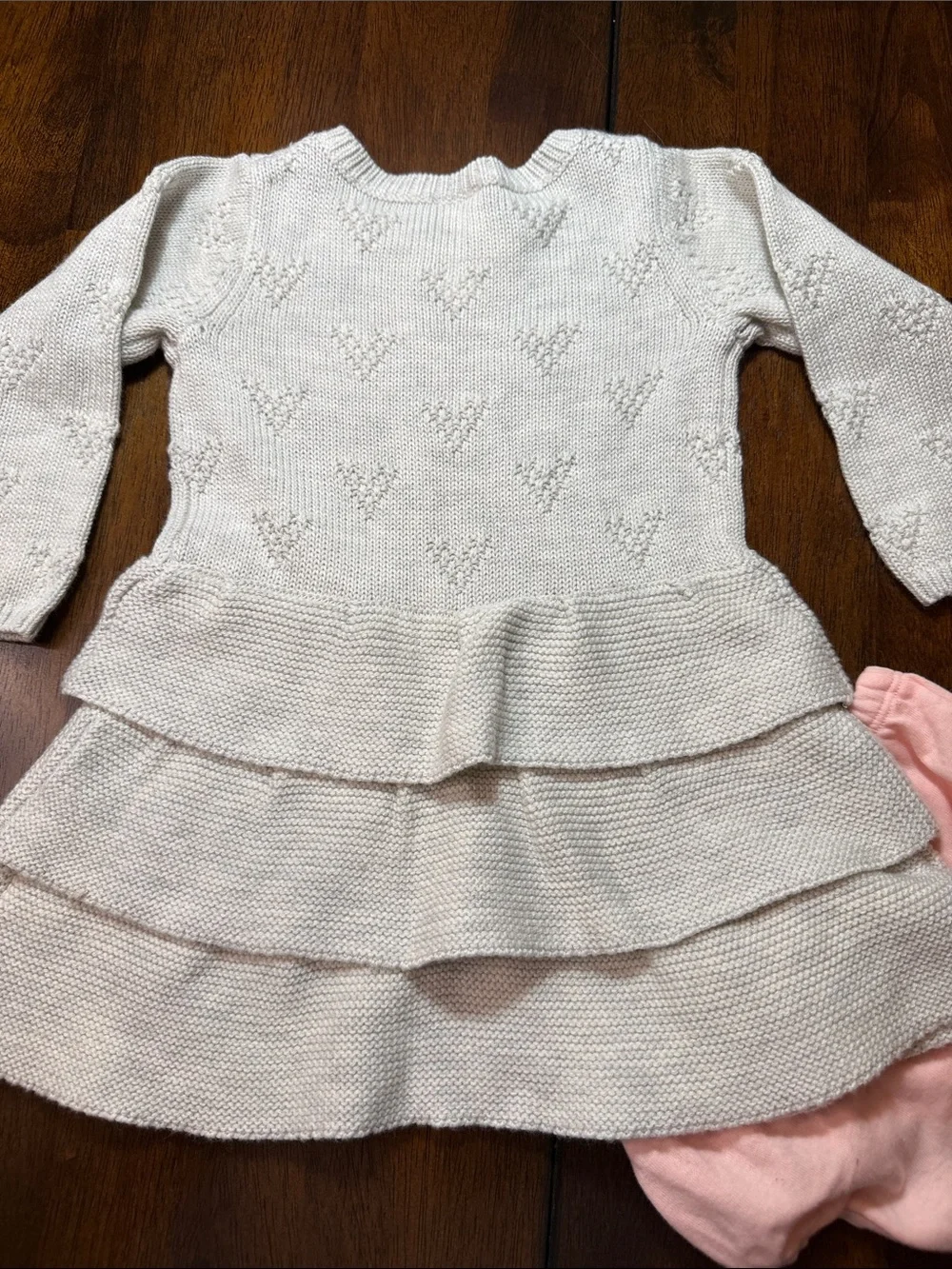 NWT Carter's Gray Tiered Sweater Dress with Pink Bow Accent and Bloomers
